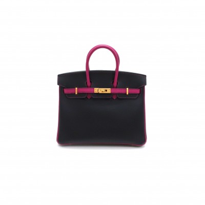 HERMES BIRKIN 30 EPSOM BLACK AND ROSE RED GOLD BUCKLE H028369CK19 (30*23*15cm)